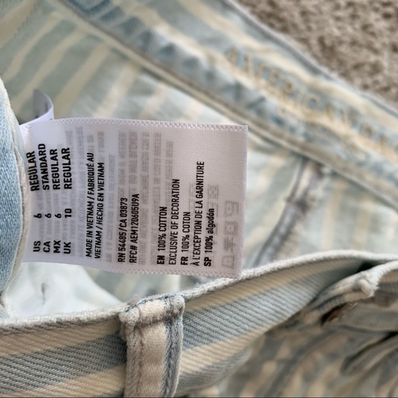 American Eagle Striped High Rise Distressed Tomgirl Jeans - Picture 6 of 10
